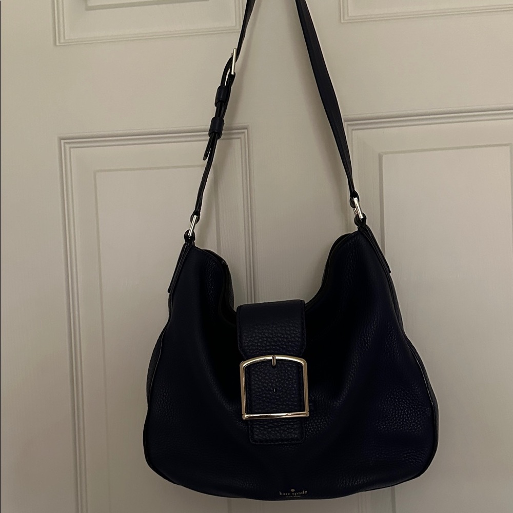 Kate Spade Blue Leather Shoulder Bag with Buckle